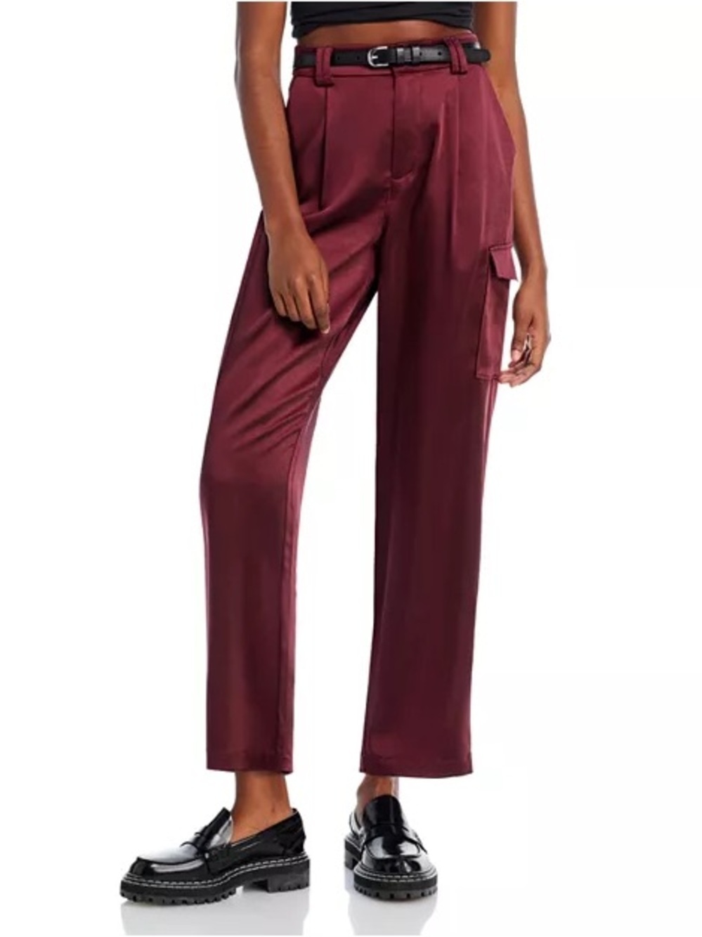 PAIGE Malika Cargo Pants in deep burgundy/cherrywood SZ 12